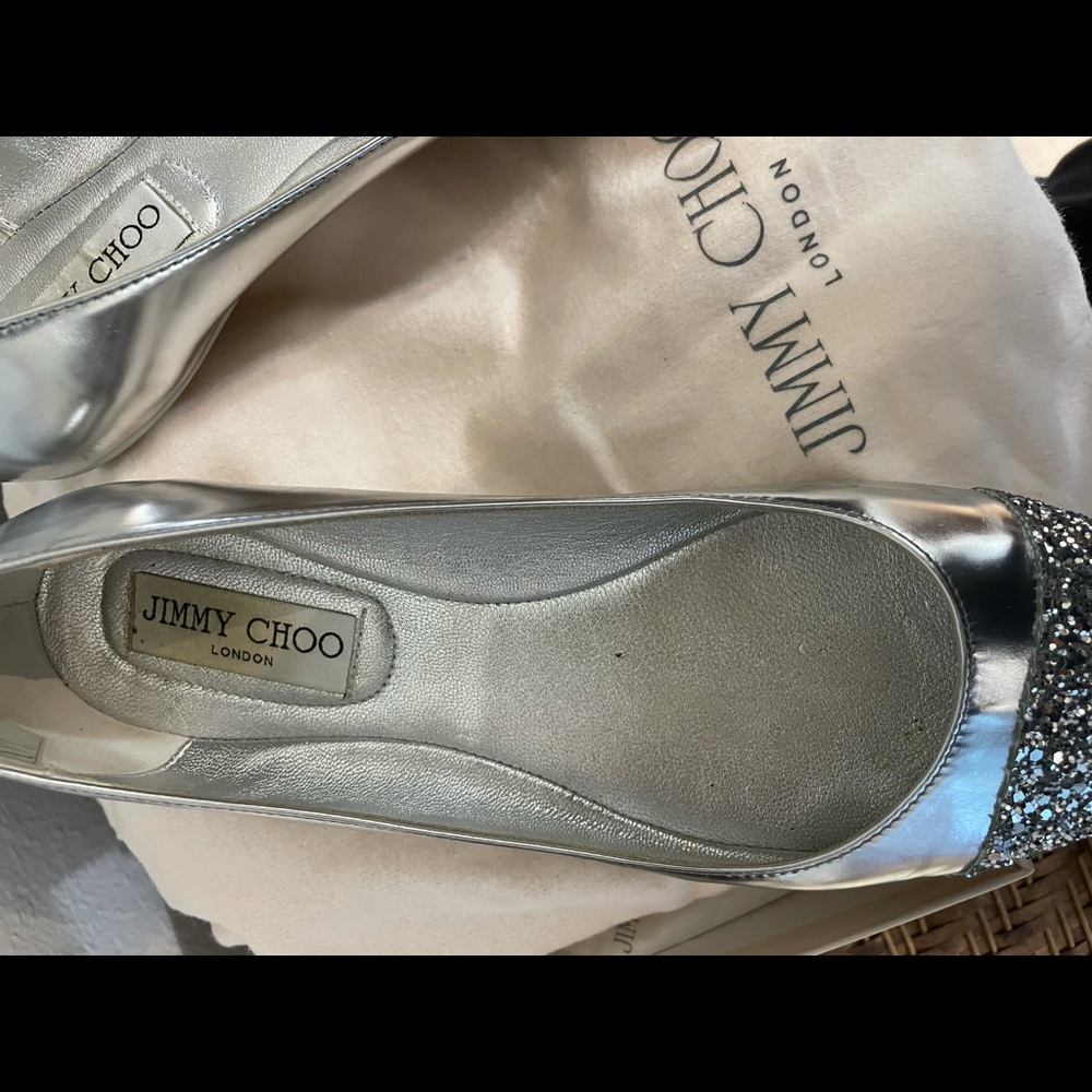 Jimmy Choo silver glitter WHIRL flats - Picture 4 of 7